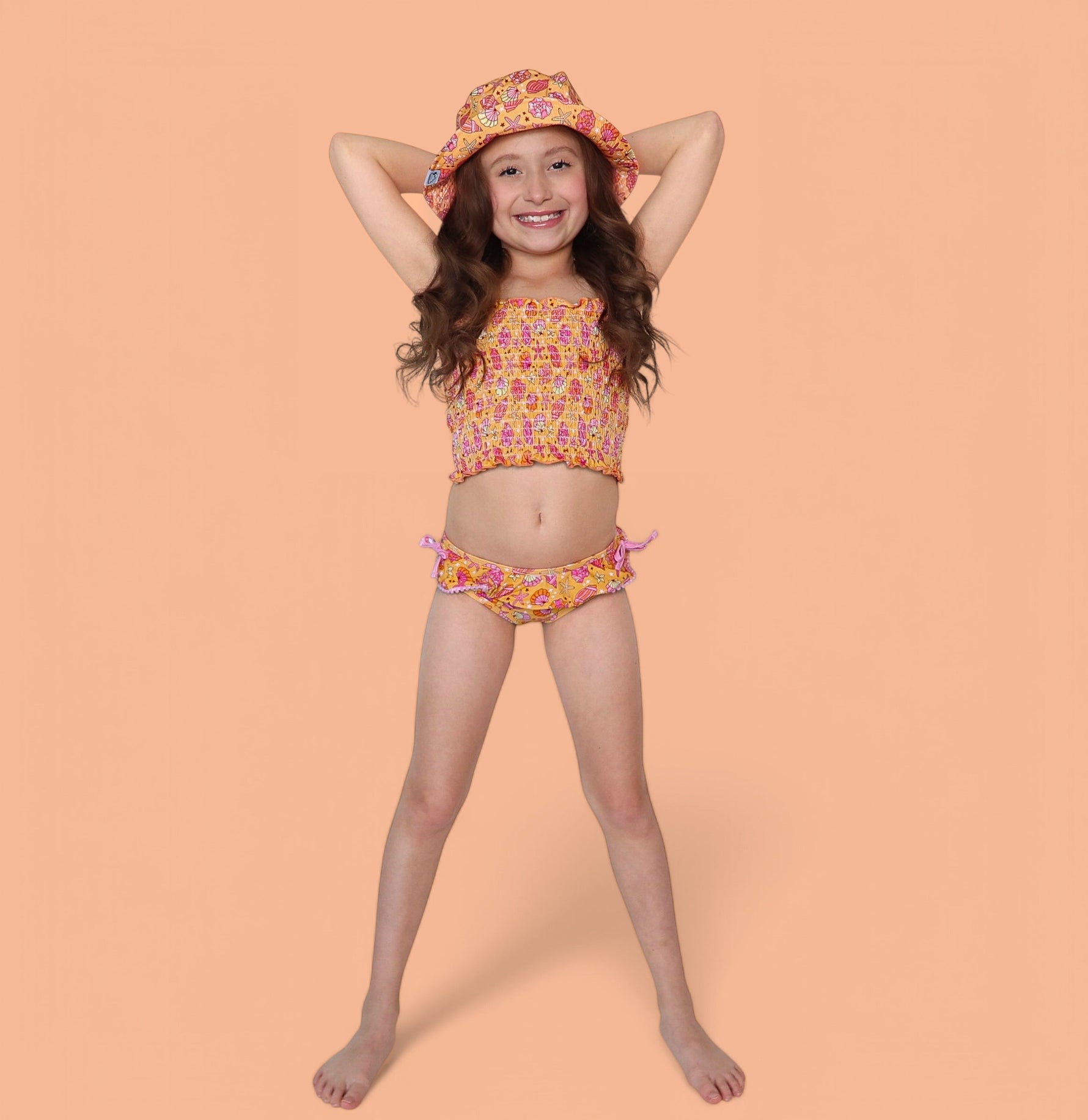 DREAM BIG LITTLE CO SHELLO SUMMER DREAM SMOCKED TANKINI TWO PIECE SWIM SUITEveretts Place