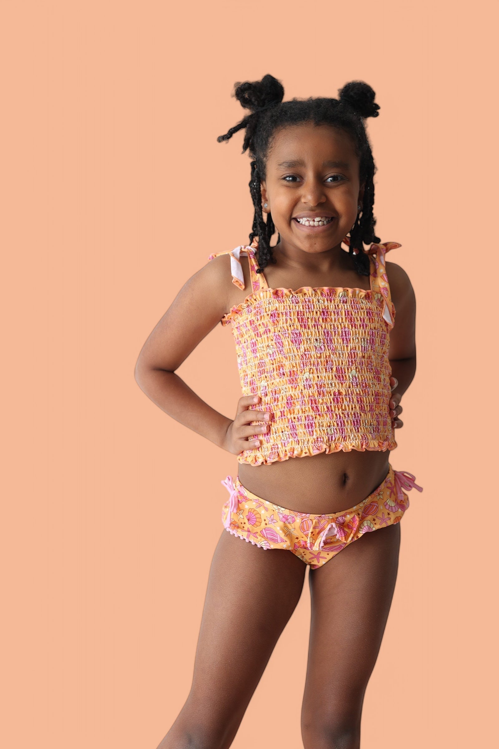 DREAM BIG LITTLE CO SHELLO SUMMER DREAM SMOCKED TANKINI TWO PIECE SWIM SUITEveretts Place