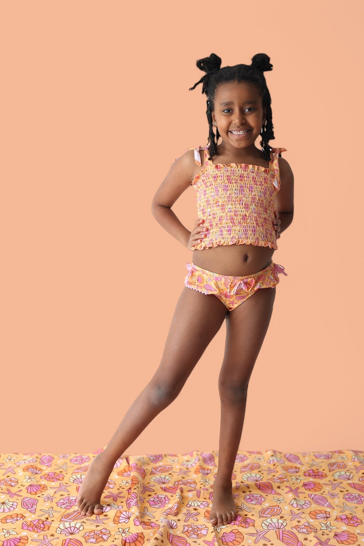 DREAM BIG LITTLE CO SHELLO SUMMER DREAM SMOCKED TANKINI TWO PIECE SWIM SUITEveretts Place