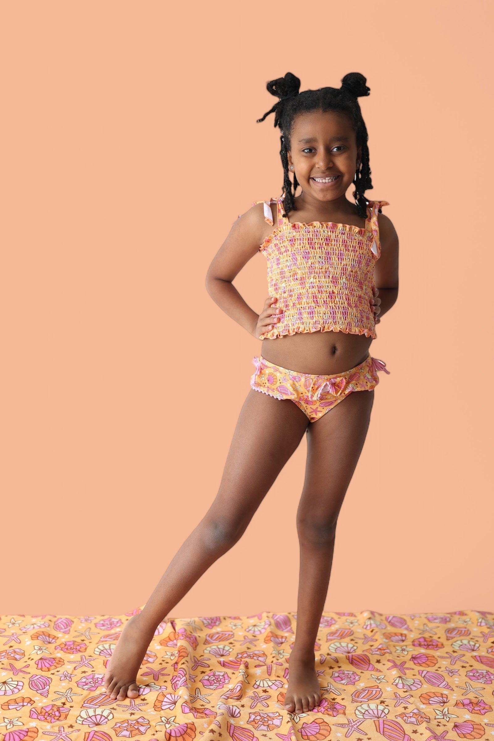 DREAM BIG LITTLE CO SHELLO SUMMER DREAM SMOCKED TANKINI TWO PIECE SWIM SUITEveretts Place