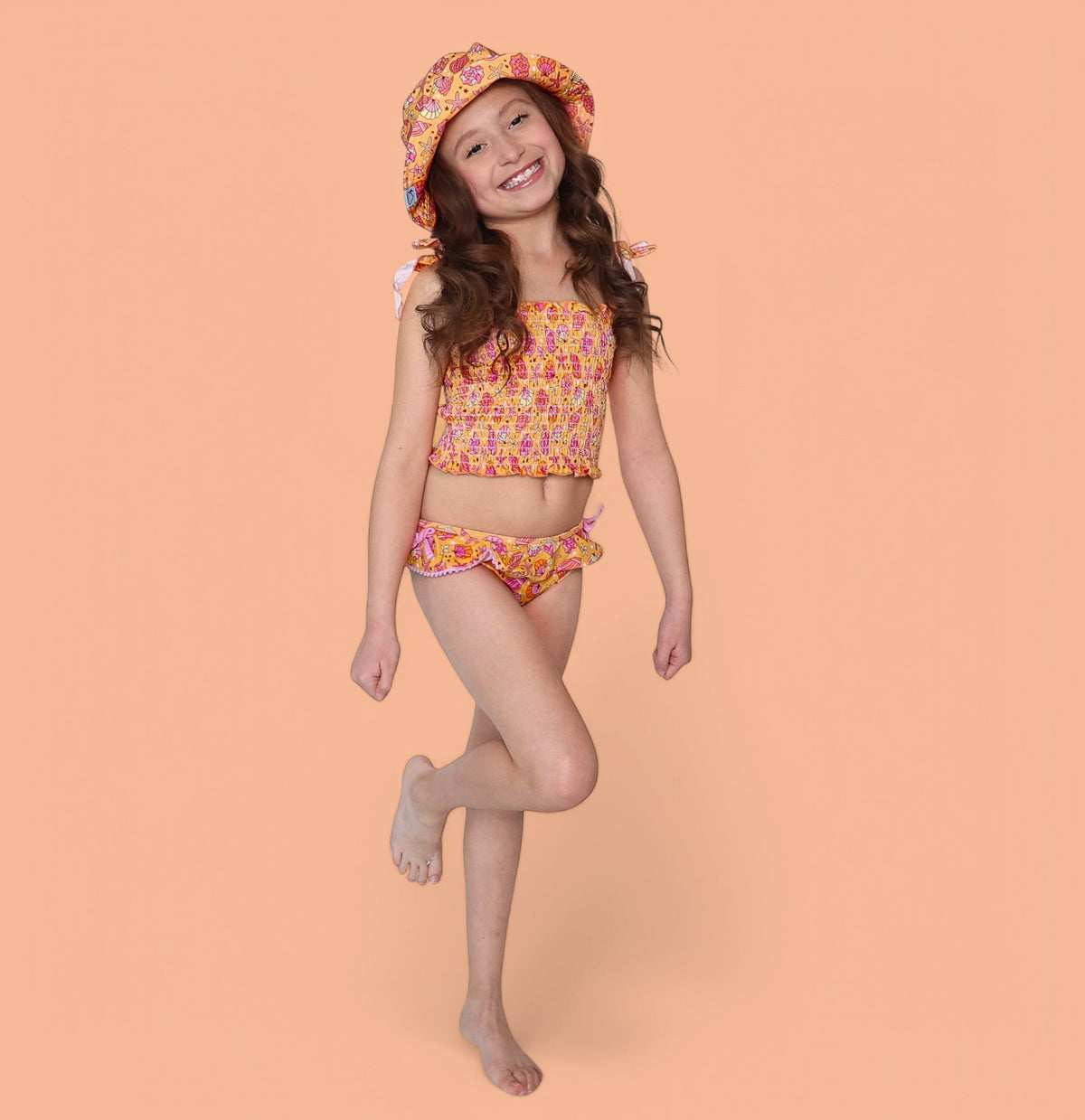 DREAM BIG LITTLE CO SHELLO SUMMER DREAM SMOCKED TANKINI TWO PIECE SWIM SUITEveretts Place