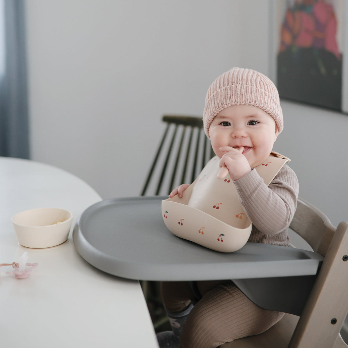 Silicone Baby Bib, Polka Dot Print by Mushie