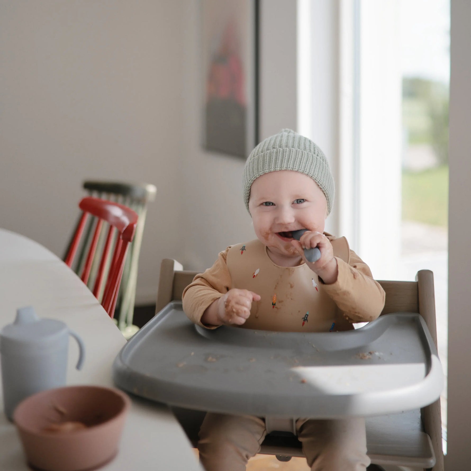 Mushie Silicone Toddler Starter Spoons Non Toxic Food Grade Gentle on Gums Easy Grip Handle - Home & Garden > Kitchen & Dining > Tableware > Flatware > Spoons silicone tableware