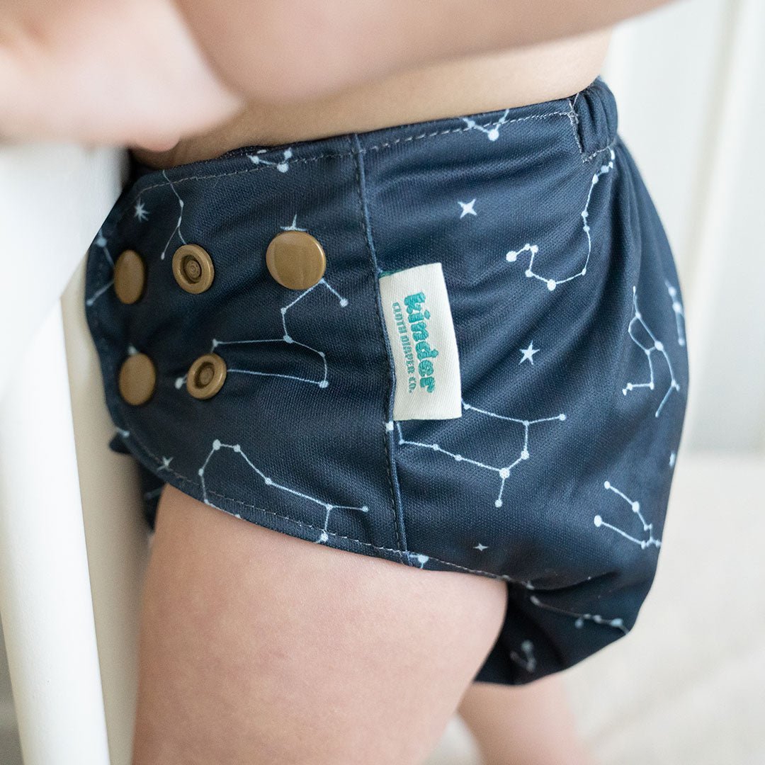 Kinder Cloth Diaper Co. Space and Sky: Essentials Pocket Cloth Diaper with Athletic Wicking Jersey, Grows with your Baby