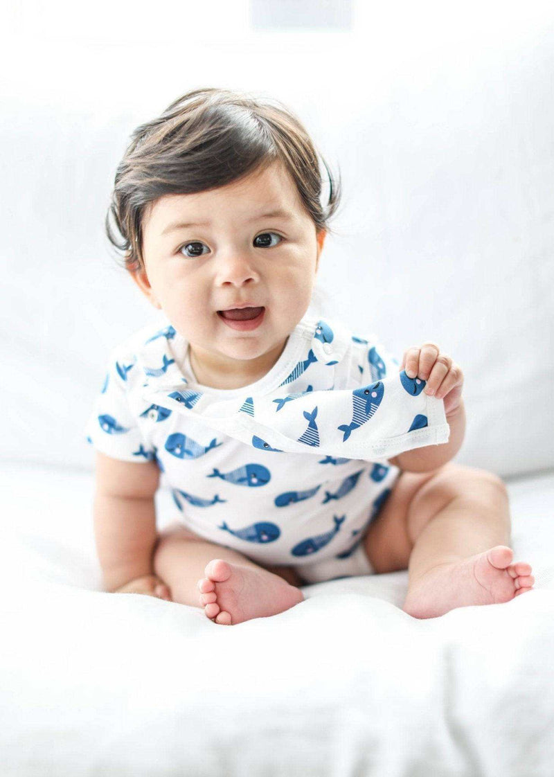 Short Sleeve Bodysuit + Bib - Blue Whale - Everetts Place: Online Boutique - Baby Clothing