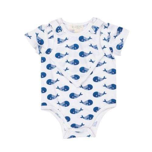 Short Sleeve Bodysuit + Bib - Blue Whale - Everetts Place: Online Boutique - Baby Clothing