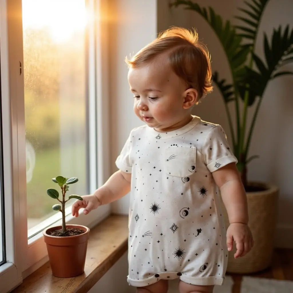 Finn + Emma short sleeve romper | celestial - 