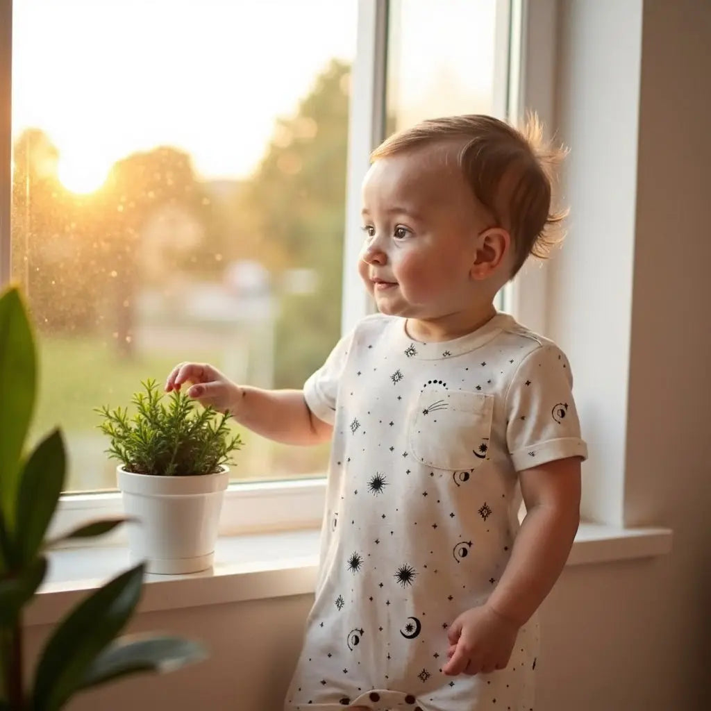 Finn + Emma short sleeve romper | celestial - 