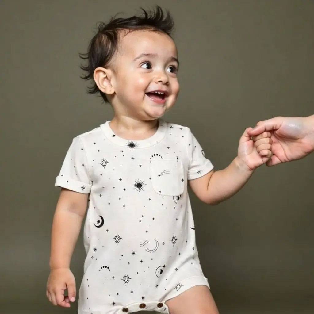 Finn + Emma short sleeve romper | celestial - 