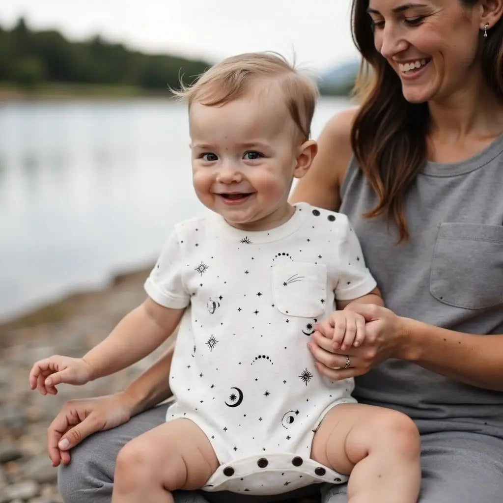 Finn + Emma short sleeve romper | celestial - 