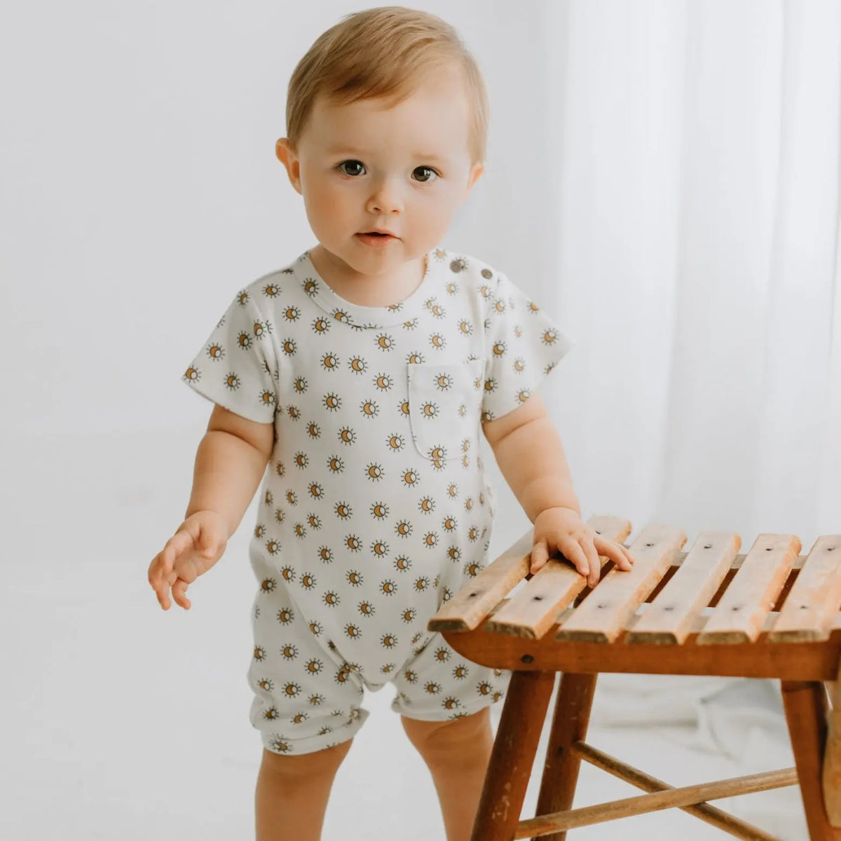 Finn + Emma short sleeve romper | sun - 