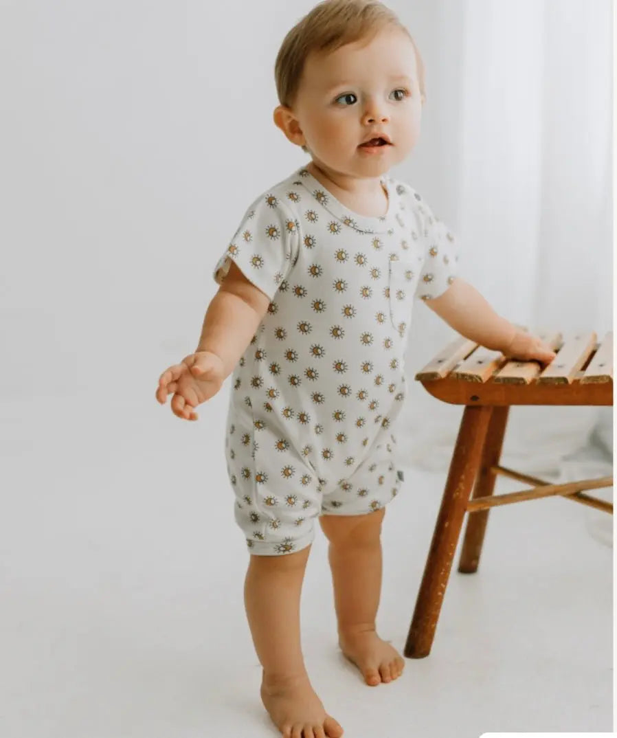 Finn + Emma short sleeve romper | sun - 