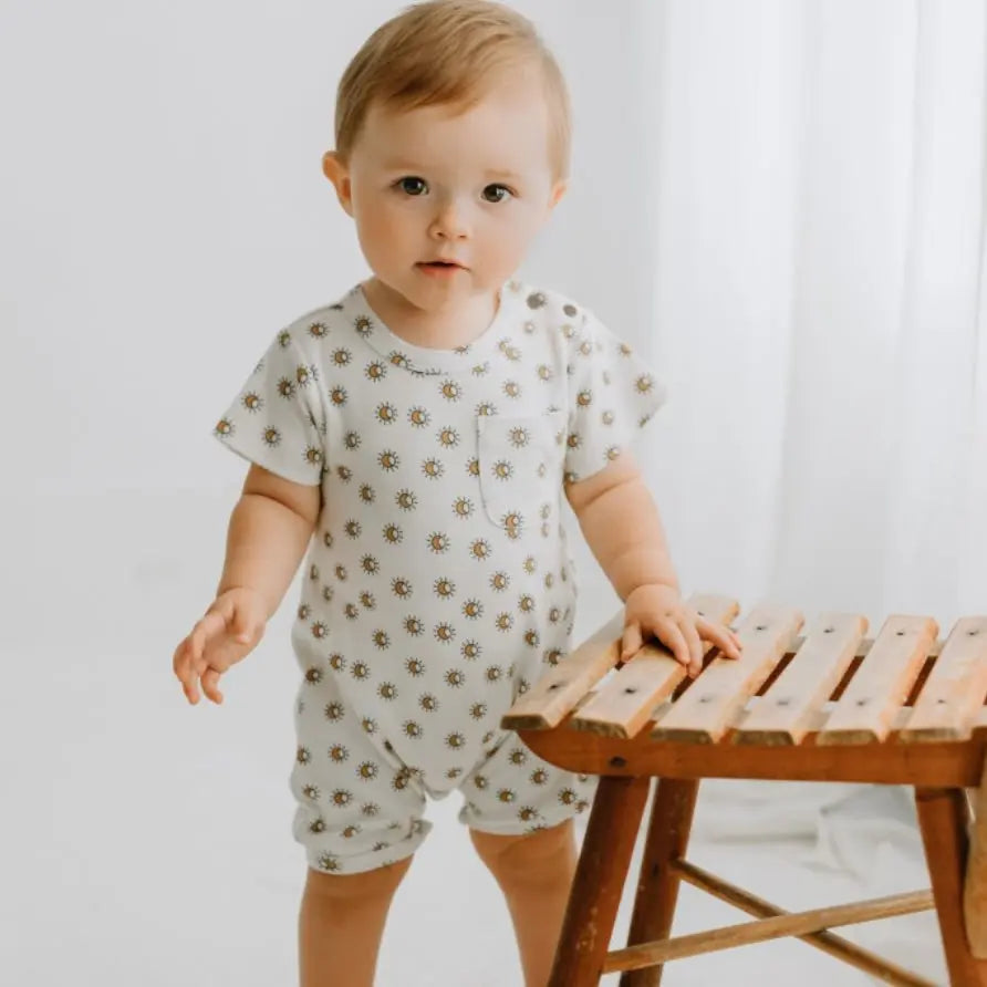 Finn + Emma short sleeve romper | sun - 