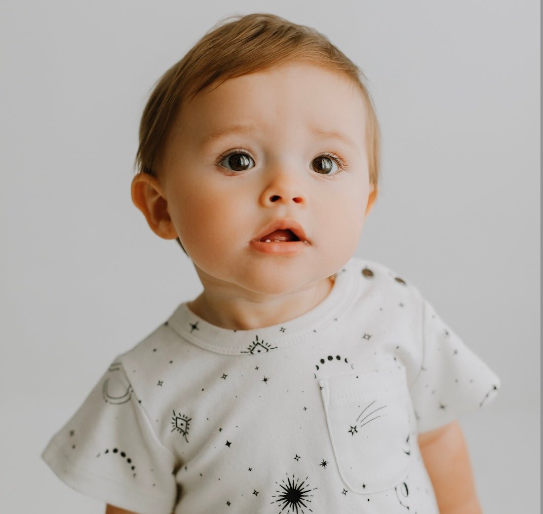 Finn + Emma short sleeve romper | celestial - 