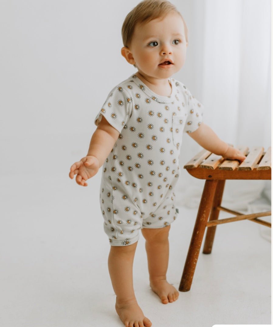 Finn + Emma short sleeve romper | sun - 