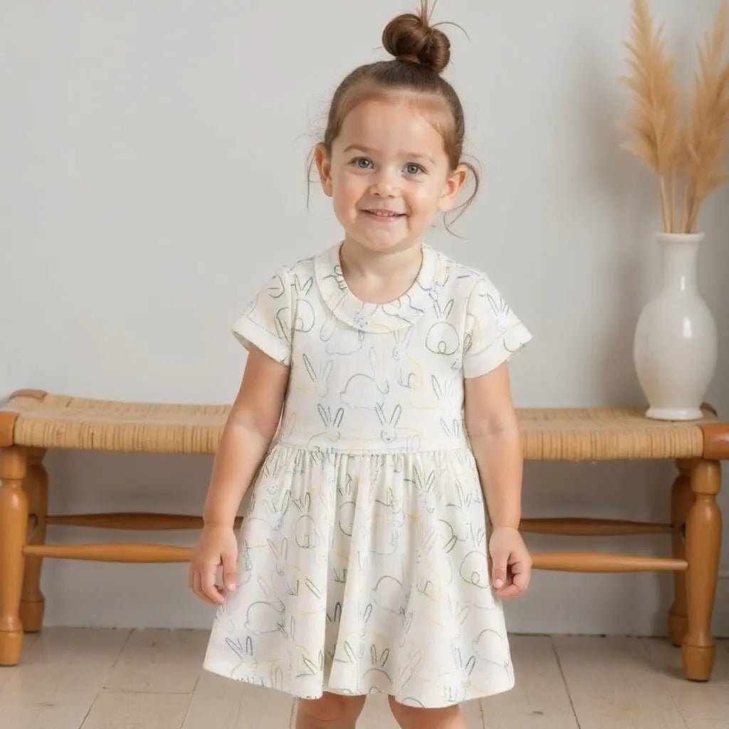 Finn + Emma short sleeve twirl dress | bunnies - 