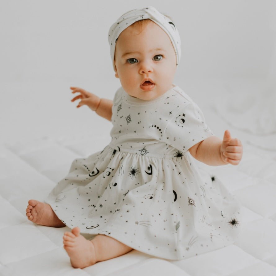 Finn + Emma short sleeve twirl dress | celestial - 
