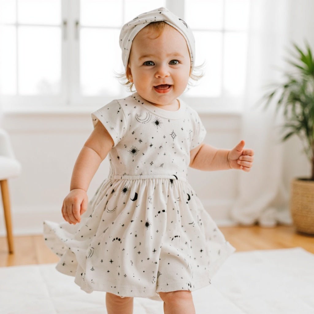 Finn + Emma short sleeve twirl dress | celestial - 