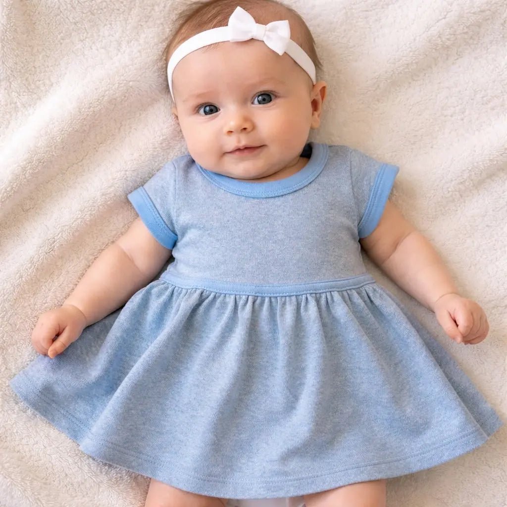Finn + Emma short sleeve twirl dress | periwinkle colorblock - 
