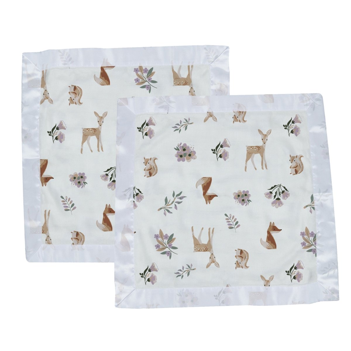 Newcastle Classics Sierra Cotton Muslin Baby Blankie with Fox and Deer Design for Infants - 