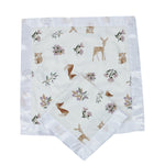Newcastle Classics Sierra Cotton Muslin Baby Blankie with Fox and Deer Design for Infants - 