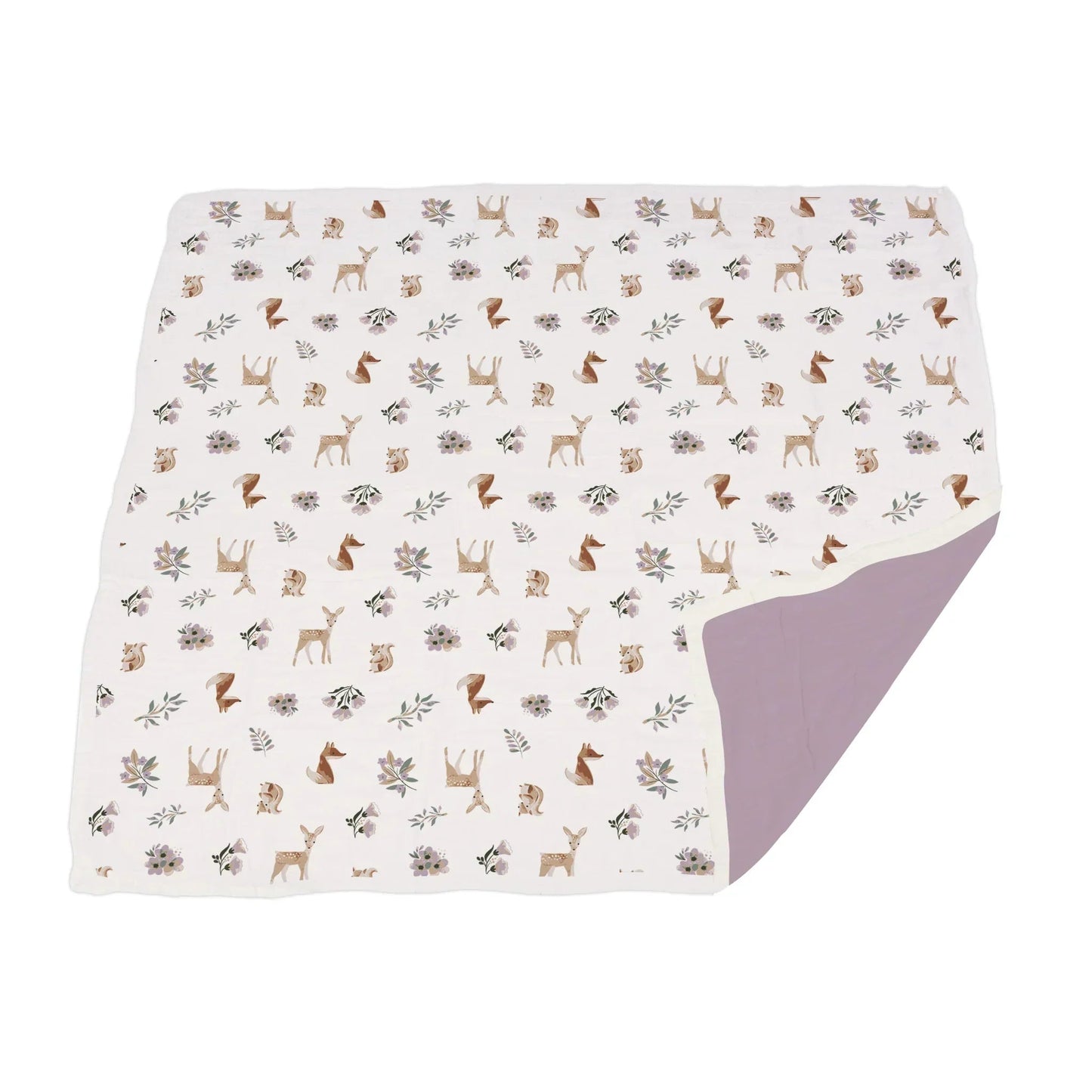 Sierra Fox Deer Orchid Lavender Cotton Newcastle Blanket 100 Percent Natural Muslin Kids Blanket 47 Inch x 47 Inch Newcastle Classics