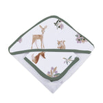 Newcastle Classics Sierra Fox and Deer Cotton Hooded Towel Set with Washcloth for Kids - 