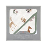 Newcastle Classics Sierra Fox and Deer Cotton Hooded Towel Set with Washcloth for Kids - 