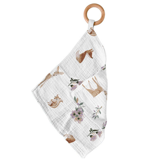Sierra Fox and Deer Newcastle Teether with Removable Beach Wood Ring Newcastle Classics