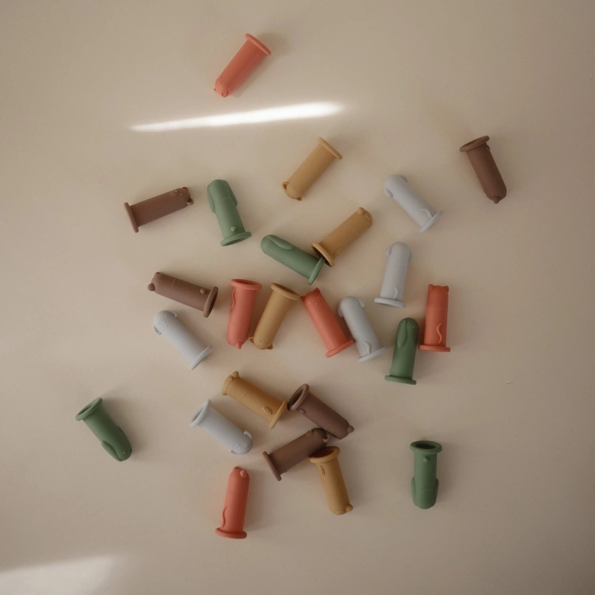 Mushie Silicone Animal Finger Puppets Set for Kids and Adults Including Cat Lamb Bunny Bear and Dog - 