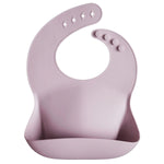 Mushie Silicone Baby Bib with Adjustable Neck Strap and Front Pocket for Easy Cleaning - 