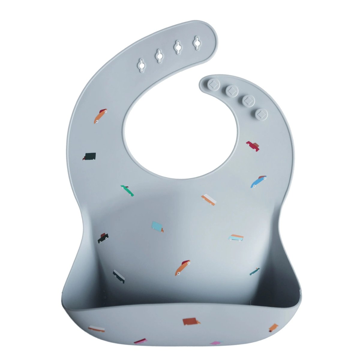 Mushie Silicone Baby Bib with Adjustable Neck Strap and Front Pocket for Easy Cleaning - 