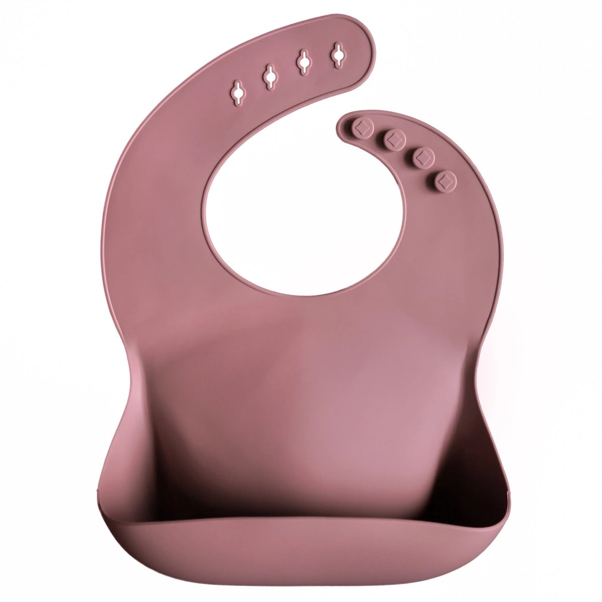 Mushie Silicone Baby Bib with Adjustable Neck Strap and Front Pocket for Easy Cleaning - 