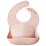 Mushie Silicone Baby Bib with Adjustable Neck Strap and Front Pocket for Easy Cleaning - 
