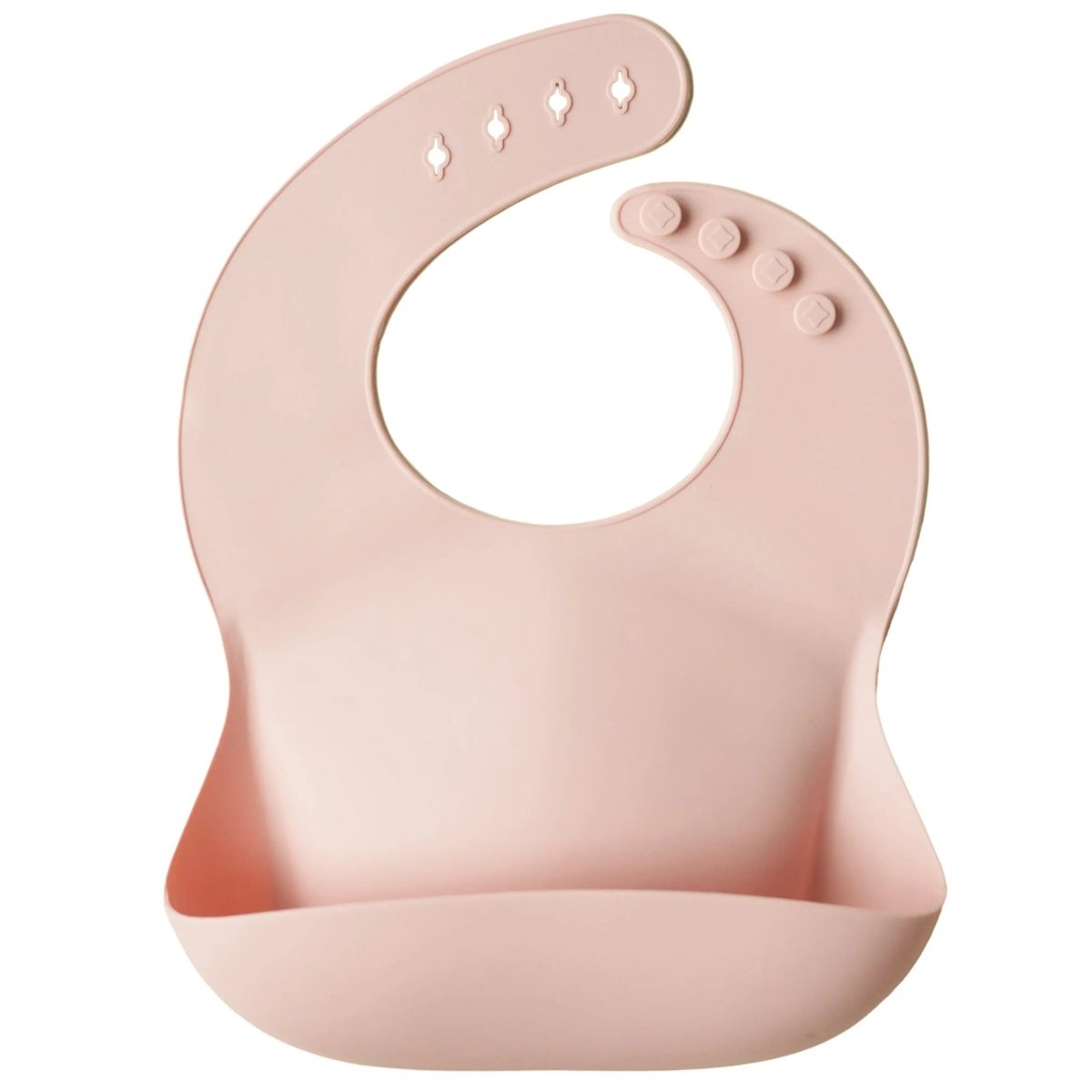 Mushie Silicone Baby Bib with Adjustable Neck Strap and Front Pocket for Easy Cleaning - 