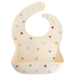 Mushie Silicone Baby Bib with Adjustable Neck Strap and Front Pocket for Easy Cleaning - 