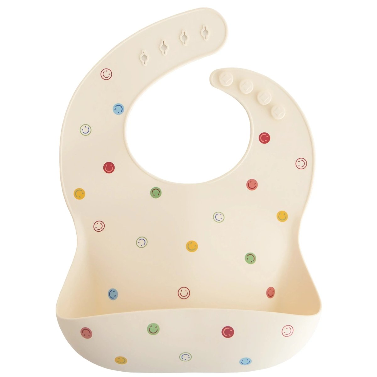 Mushie Silicone Baby Bib with Adjustable Neck Strap and Front Pocket for Easy Cleaning - 