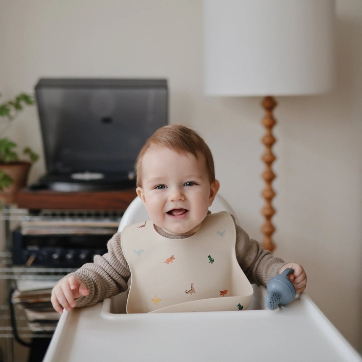 Mushie Silicone Baby Bib with Adjustable Neck Strap and Front Pocket for Easy Cleaning - 