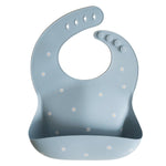 Mushie Silicone Baby Bib with Adjustable Neck Strap and Front Pocket for Easy Cleaning - 
