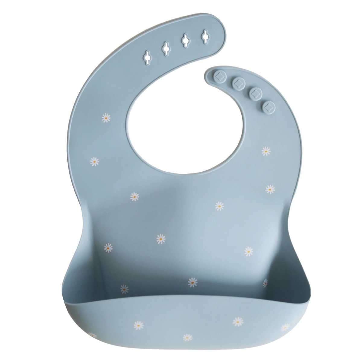 Mushie Silicone Baby Bib with Adjustable Neck Strap and Front Pocket for Easy Cleaning - 
