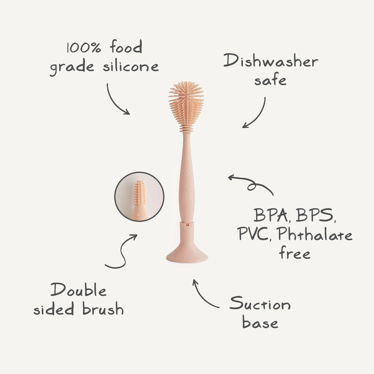 Mushie Silicone Baby Bottle Brush - 