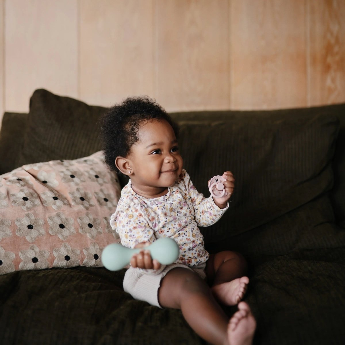 Mushie Silicone Baby Rattle Toy for Infants Gentle Sensory Experience Easy to Hold Design - 