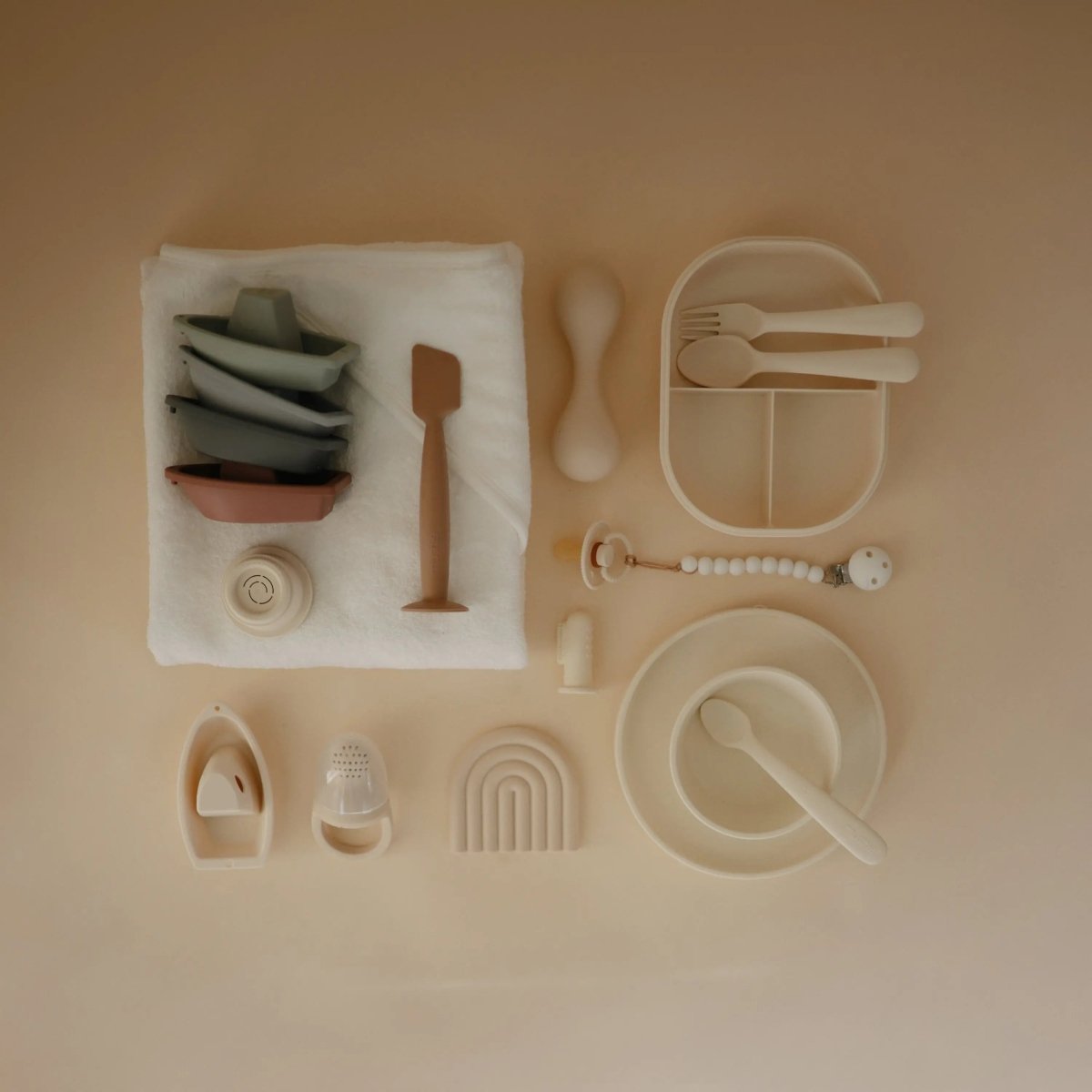 Mushie Silicone Baby Rattle Toy for Infants Gentle Sensory Experience Easy to Hold Design - 