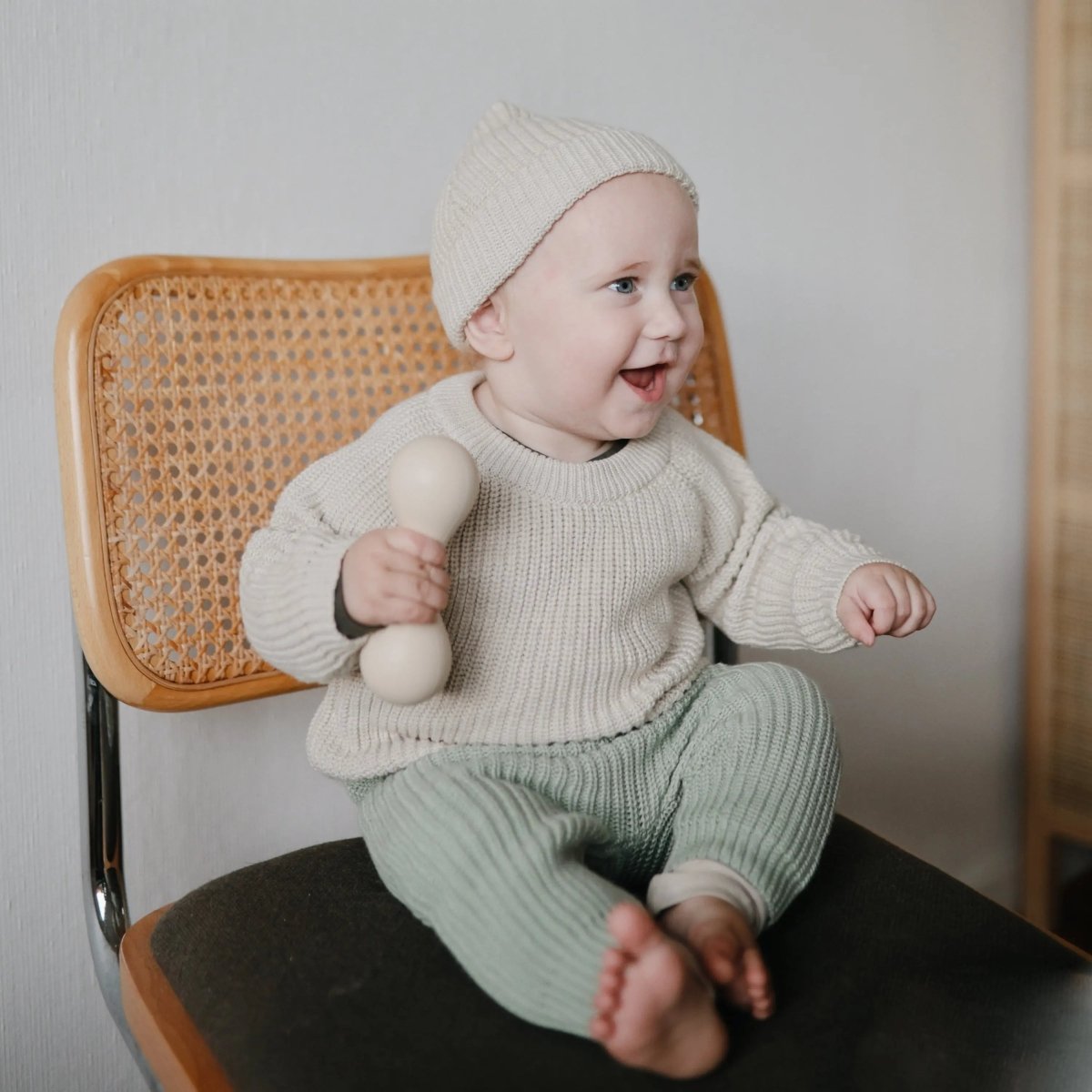 Mushie Silicone Baby Rattle Toy for Infants Gentle Sensory Experience Easy to Hold Design - 