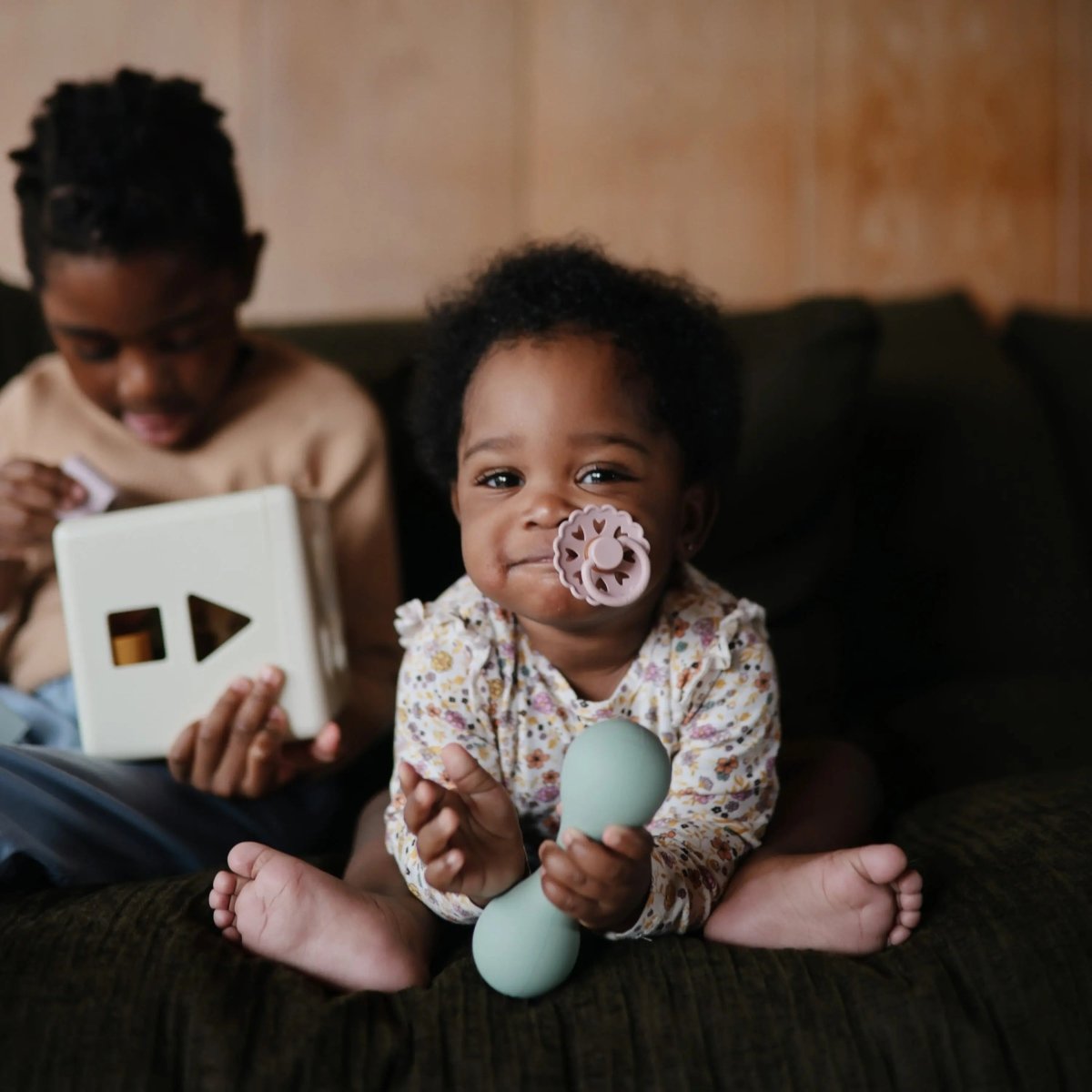 Mushie Silicone Baby Rattle Toy for Infants Gentle Sensory Experience Easy to Hold Design - 