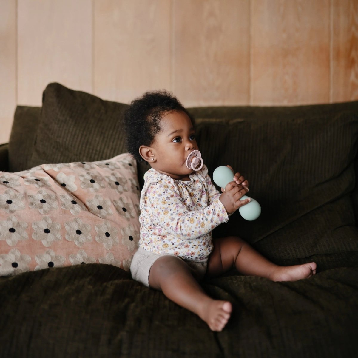 Mushie Silicone Baby Rattle Toy for Infants Gentle Sensory Experience Easy to Hold Design - 