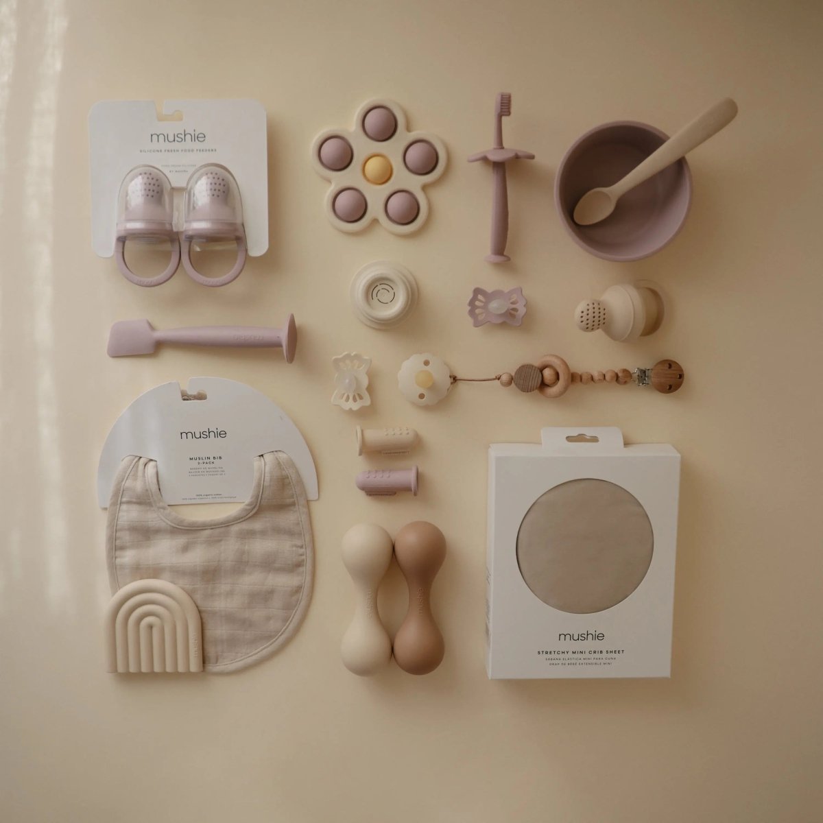 Mushie Silicone Baby Rattle Toy for Infants Gentle Sensory Experience Easy to Hold Design - 