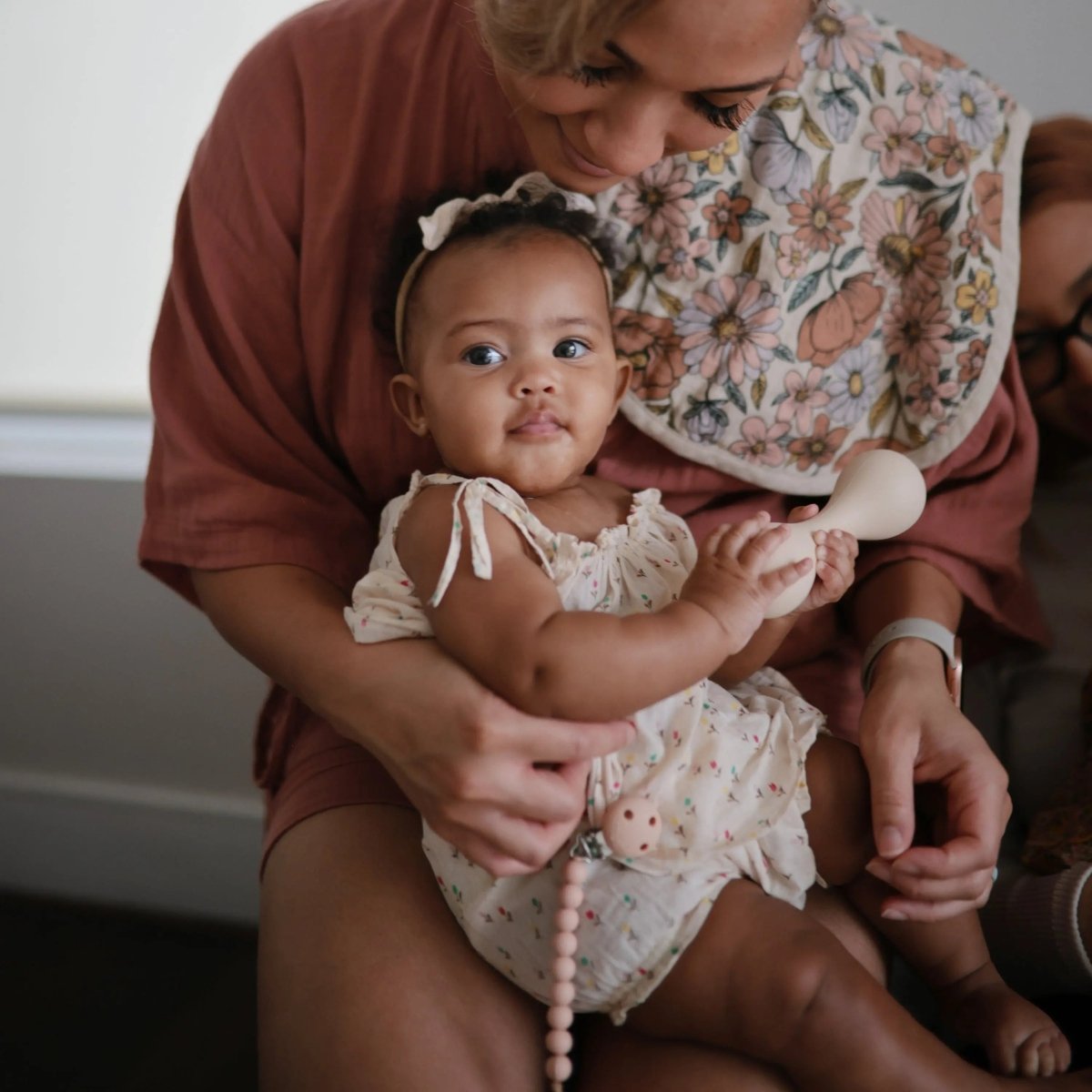 Mushie Silicone Baby Rattle Toy for Infants Gentle Sensory Experience Easy to Hold Design - 