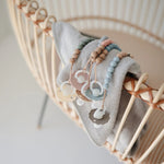 Mushie Silicone Pacifier Clip Eva with Faux Wood Clasp and Colorful Beads - Everetts Place Boutique - 