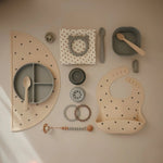 Mushie Silicone Pacifier Clip Eva with Faux Wood Clasp and Colorful Beads - Everetts Place Boutique - 